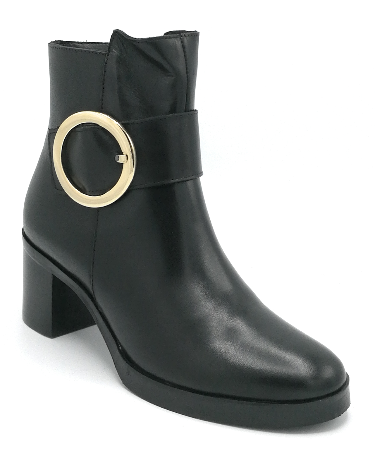 Baru 3004 stivaletto plateau pelle nero fibbia tacco largo 7 cm