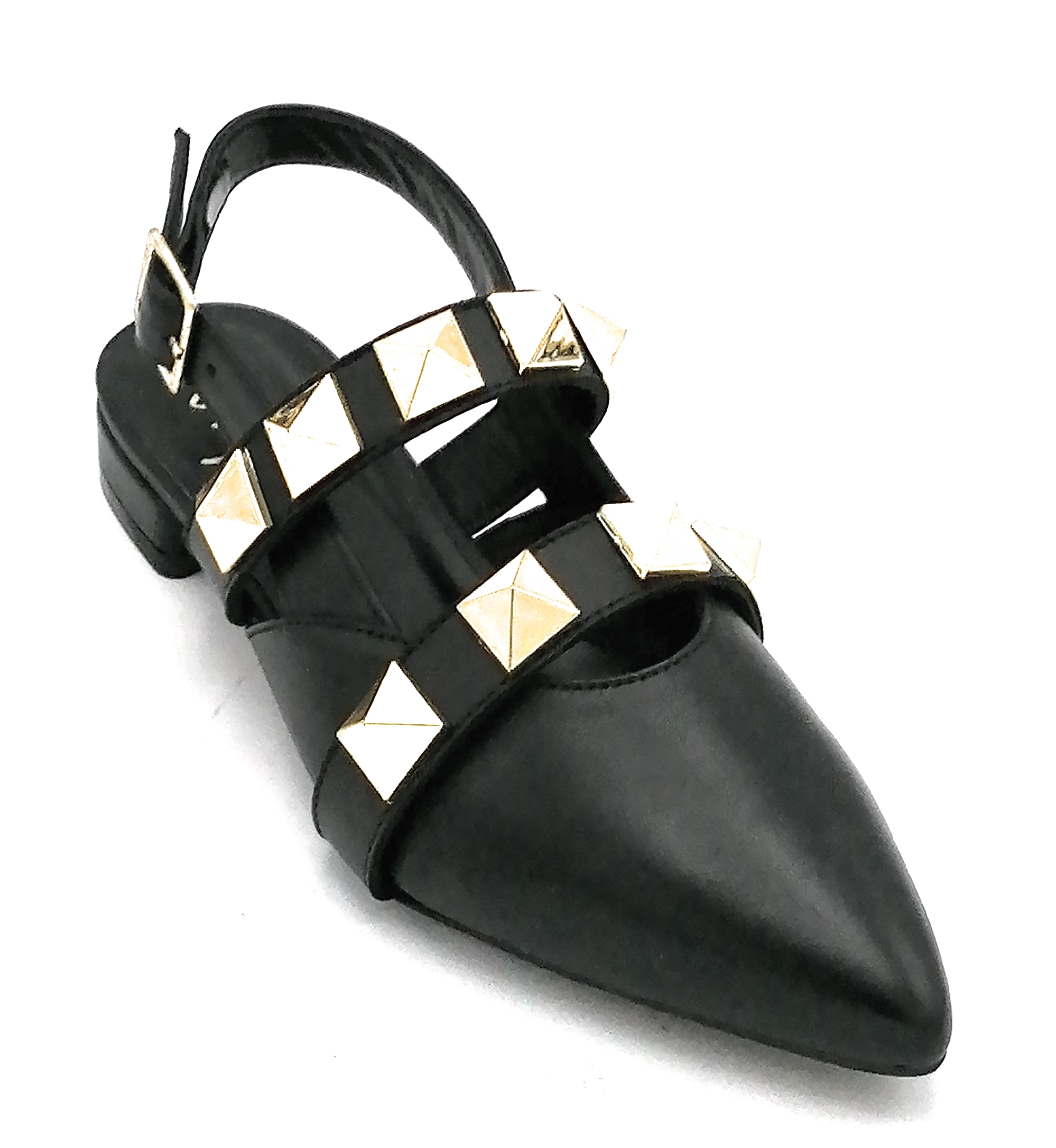Ovyé Sandali neri con borchie antracite - Calibro Shop