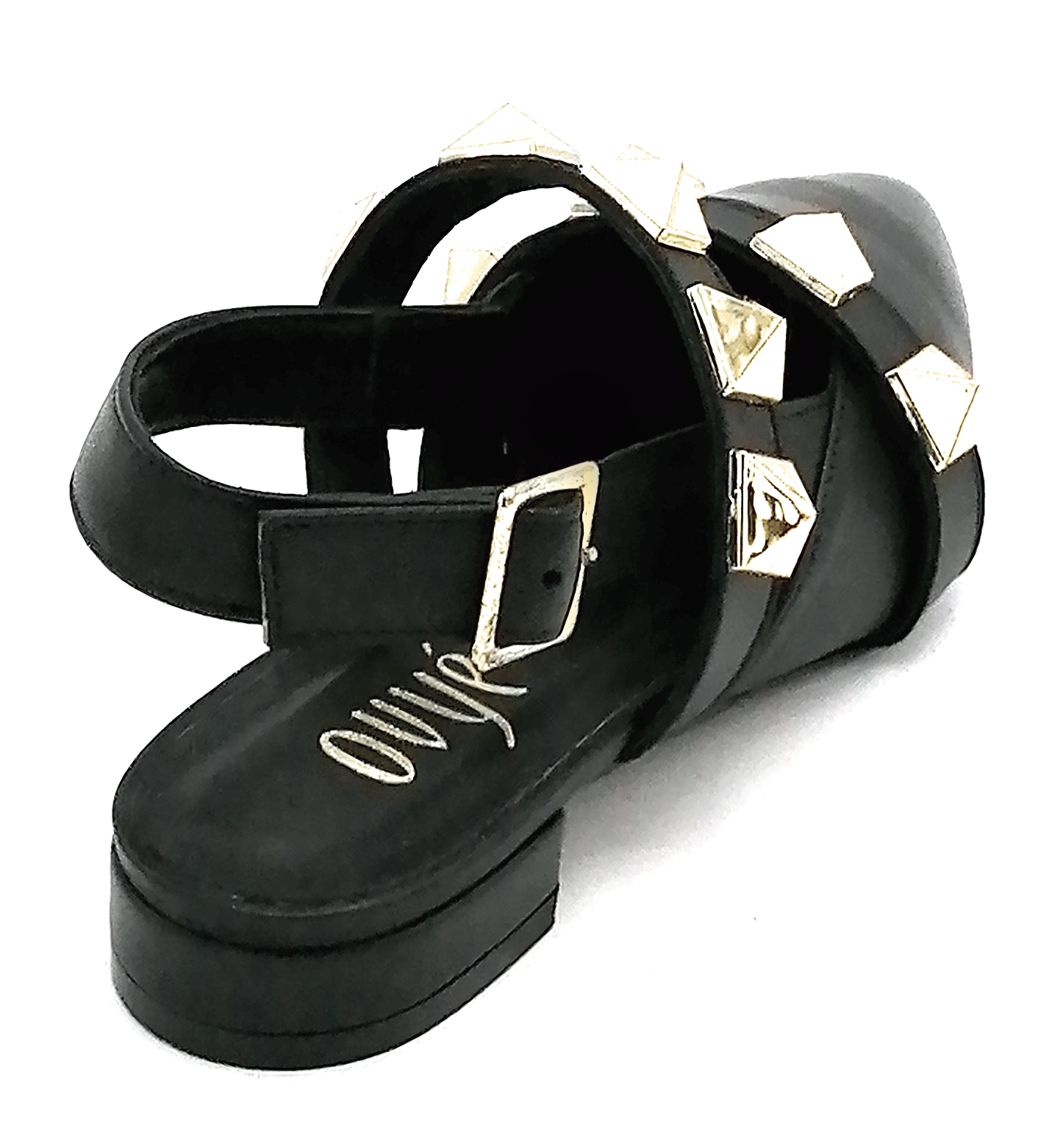 Ovyé Sandali neri con borchie antracite - Calibro Shop
