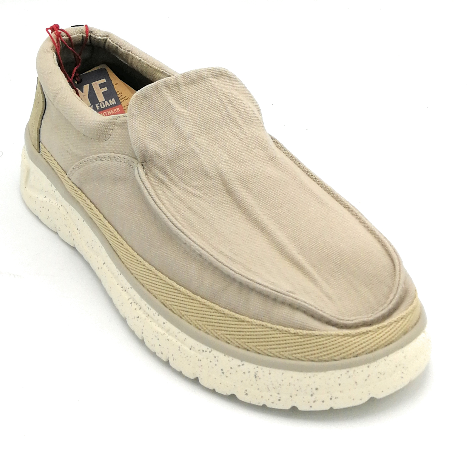 Wrangler WM 21063 mocassino tessuto beige fondo gomma D
